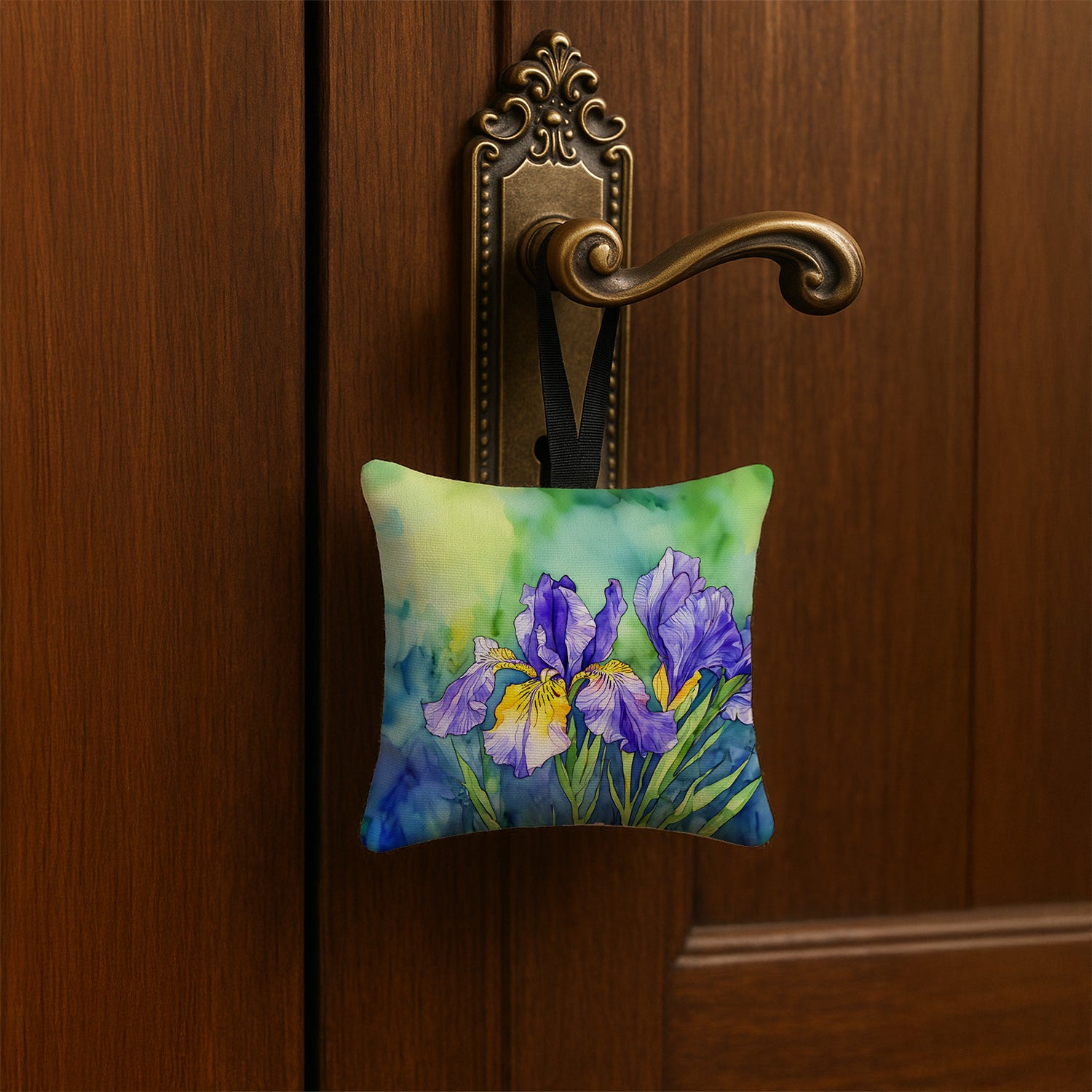 Caroline's Treasures Tennessee Iris in Watercolor Hanging Square Fabric Ornament 3.5 × 3.5