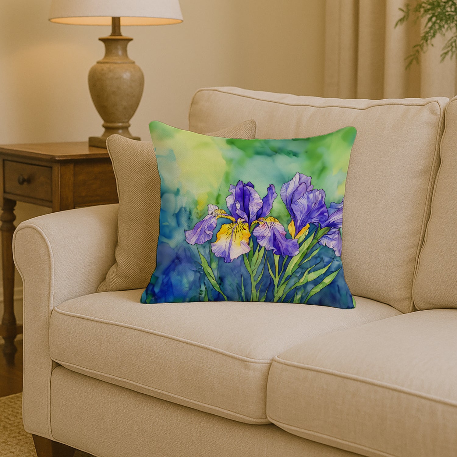 Caroline's Treasures Tennessee Iris in Watercolor Throw Pillow