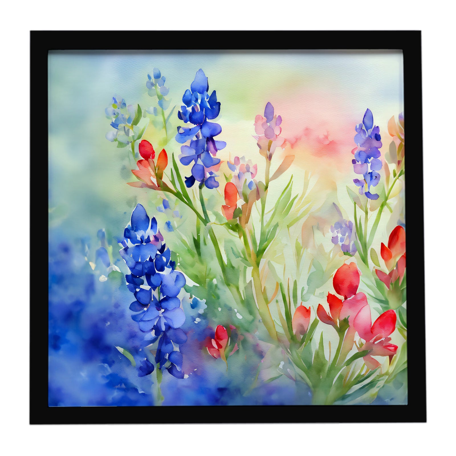 Caroline's Treasures Texas Bluebonnets in Watercolor Framed Metal Print