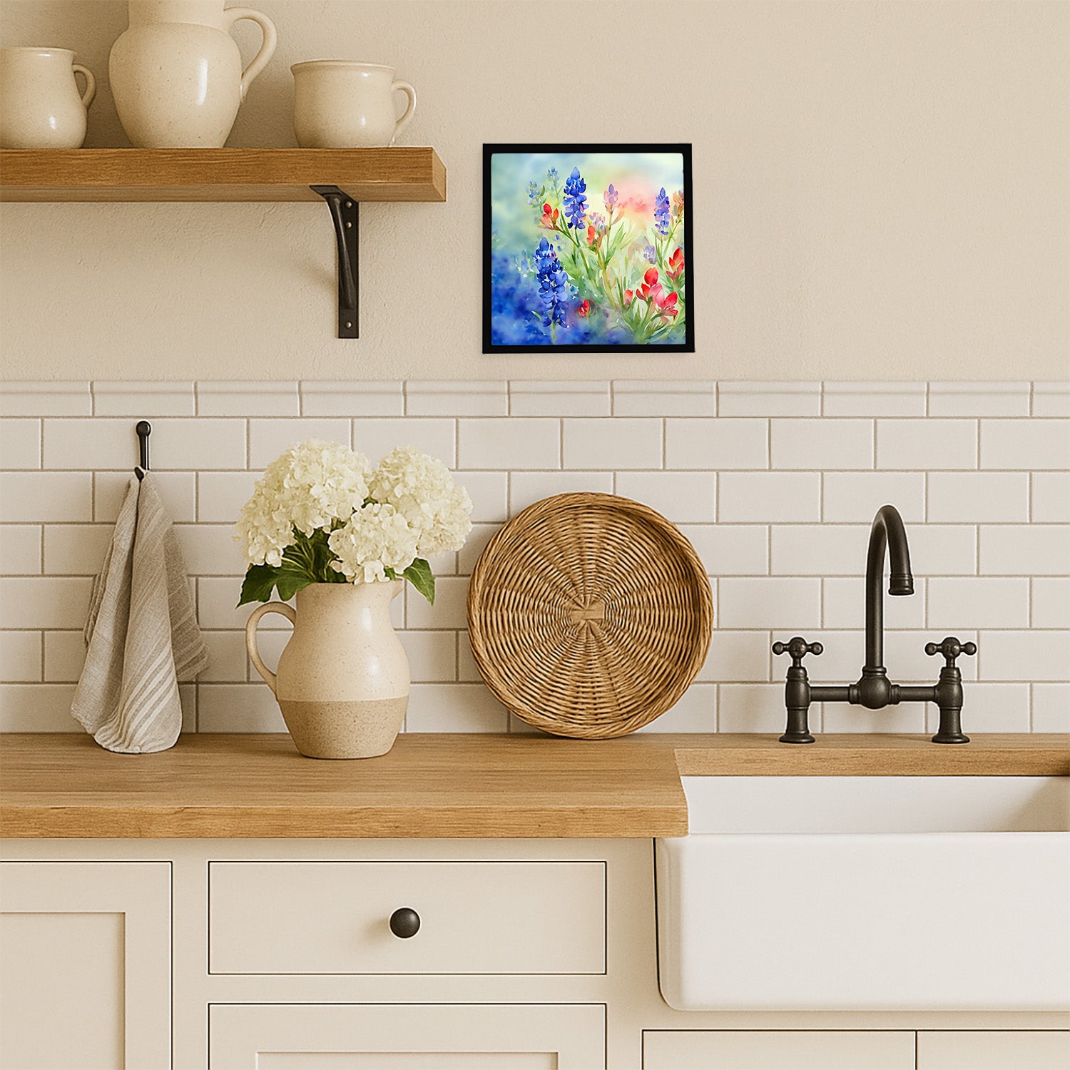 Caroline's Treasures Texas Bluebonnets in Watercolor Framed Metal Print