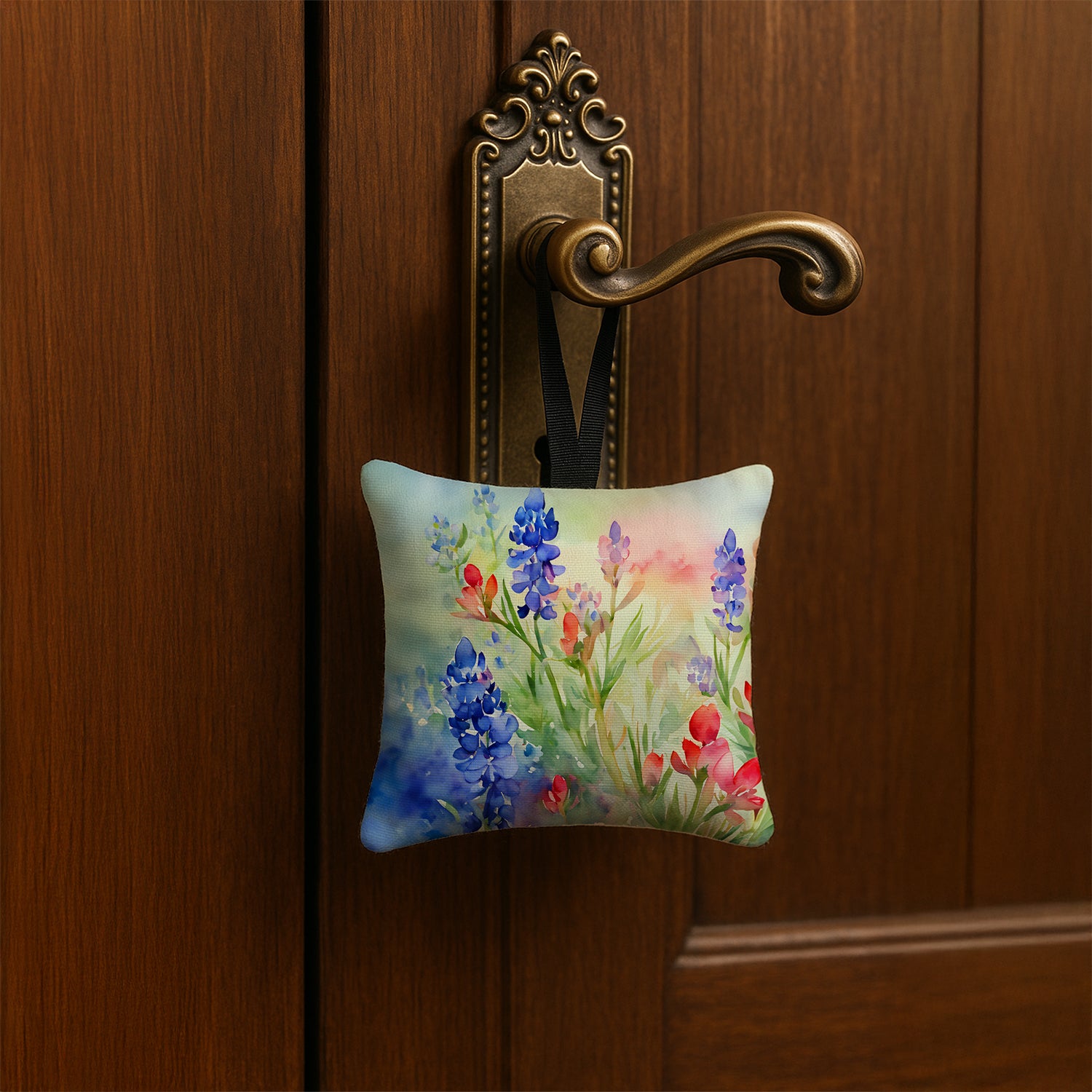 Caroline's Treasures Texas Bluebonnets in Watercolor Hanging Square Fabric Ornament 3.5 × 3.5