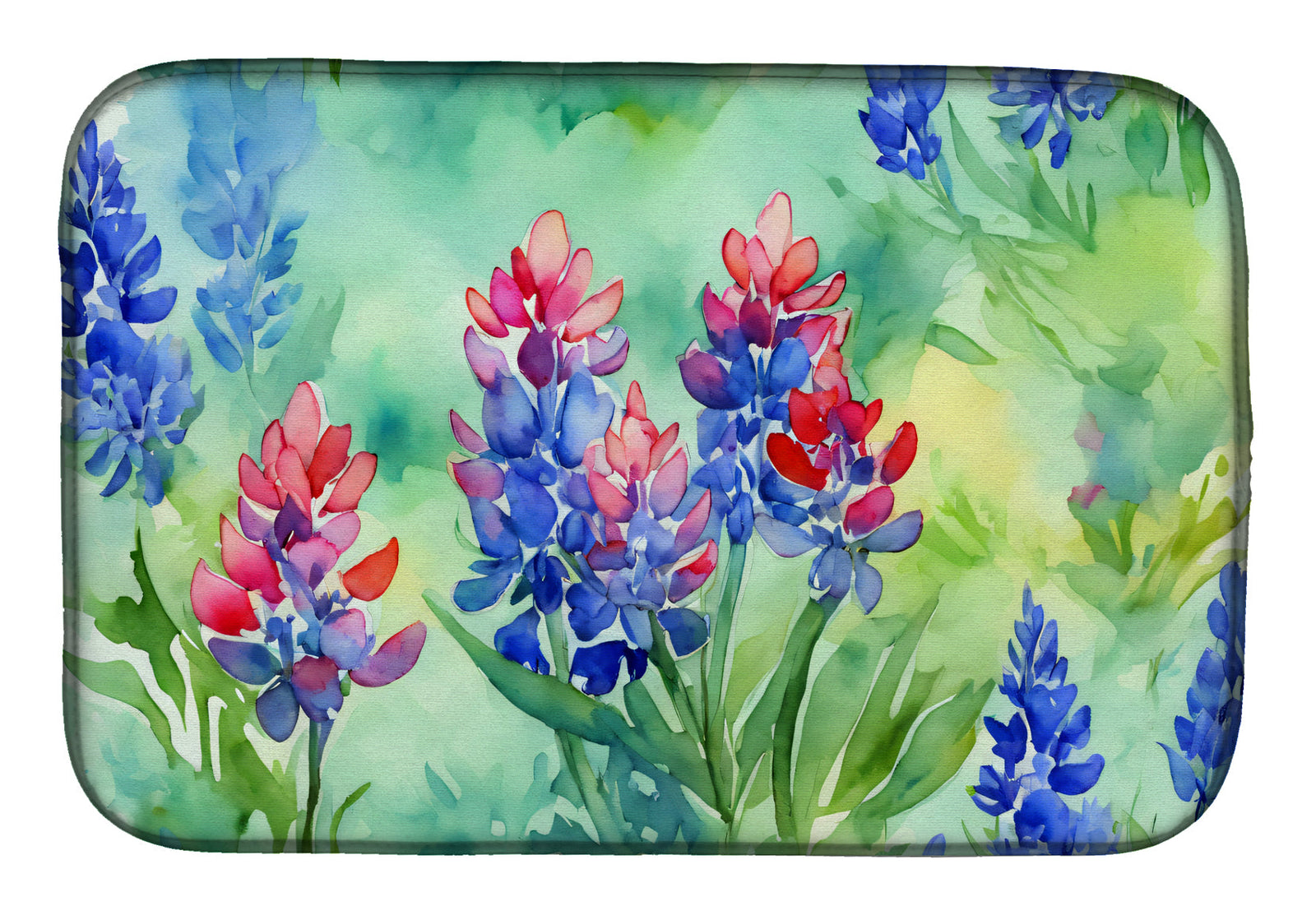 Caroline's Treasures Texas Bluebonnets in Watercolor Dish Drying Mat