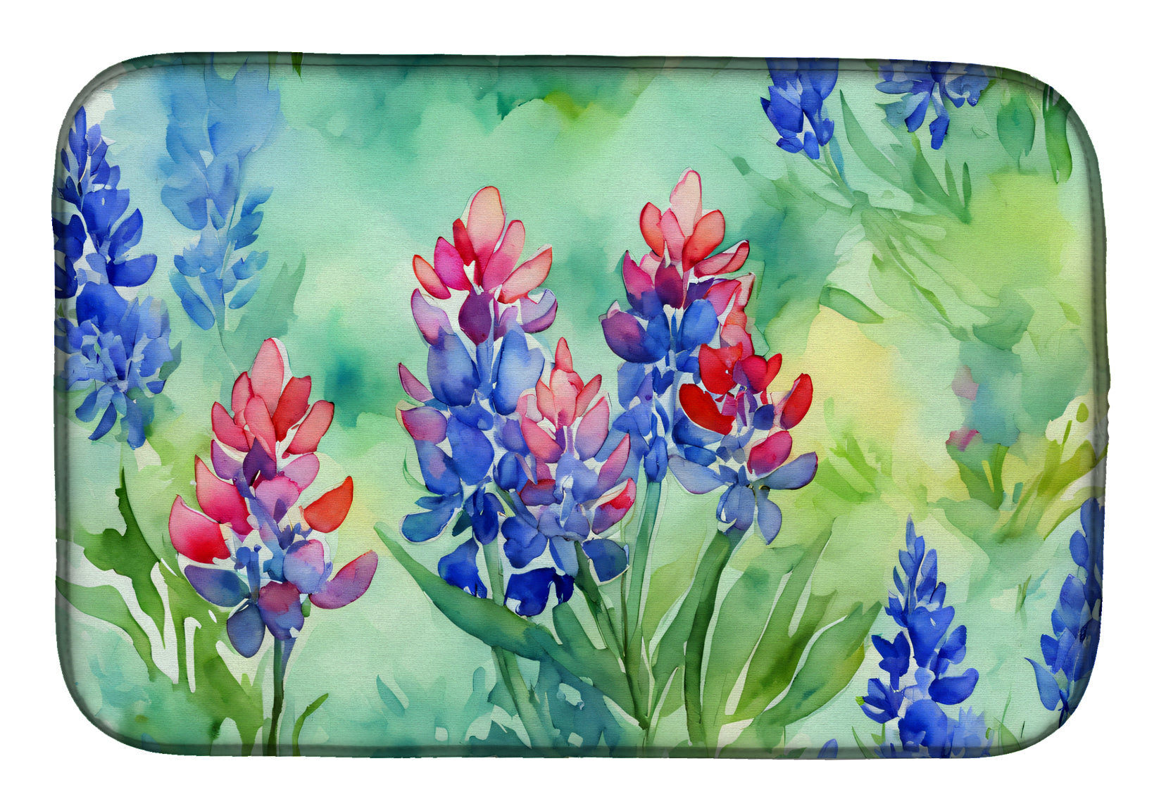 Caroline's Treasures Texas Bluebonnets in Watercolor Dish Drying Mat