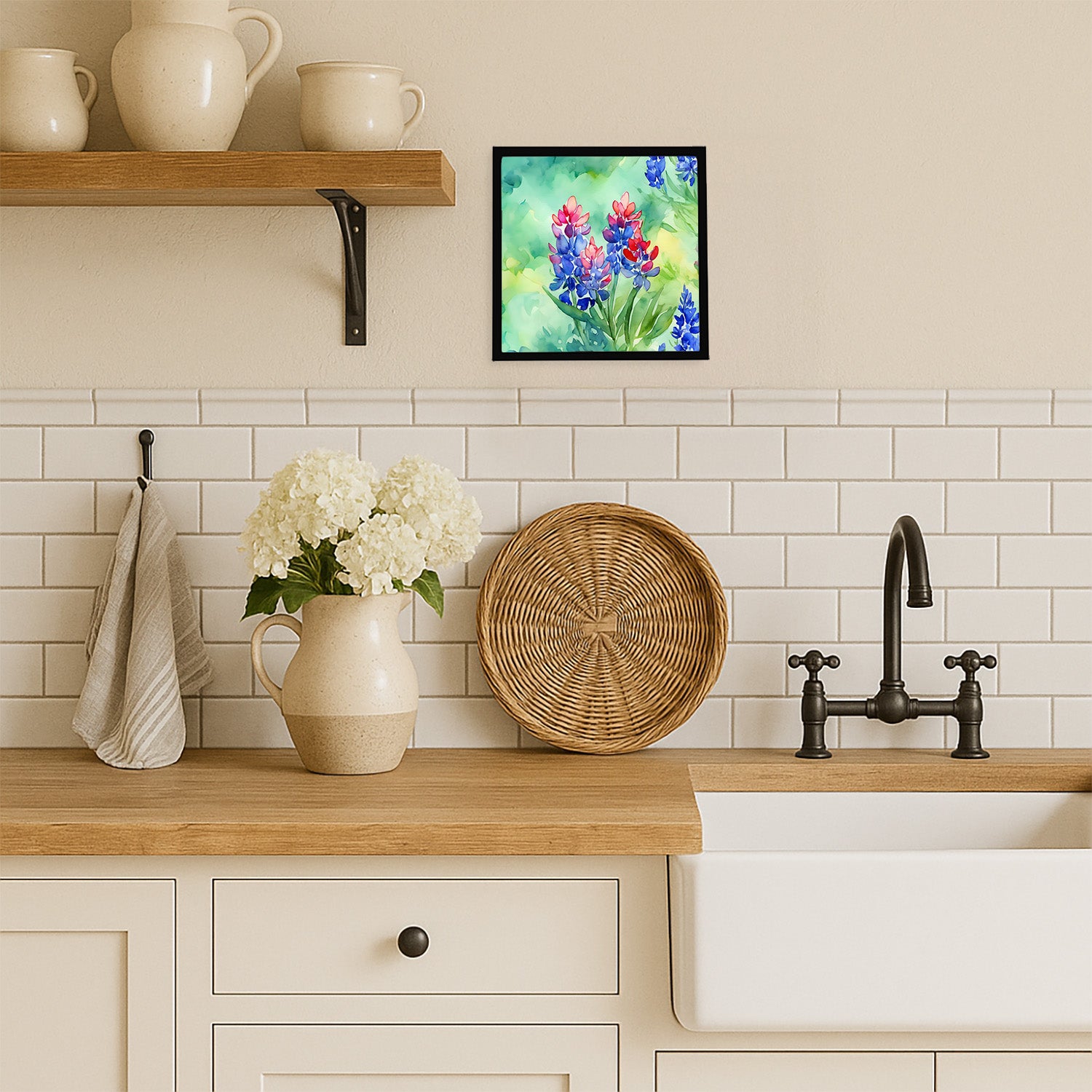 Caroline's Treasures Texas Bluebonnets in Watercolor Framed Metal Print