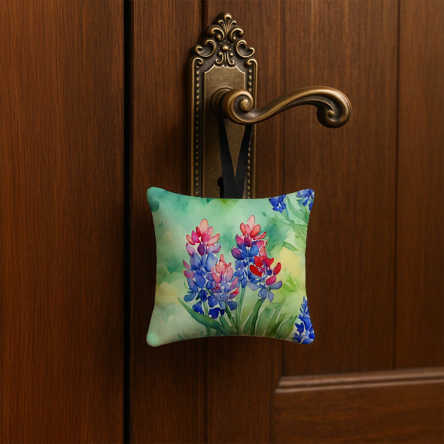 Caroline's Treasures Texas Bluebonnets in Watercolor Hanging Square Fabric Ornament 3.5 × 3.5