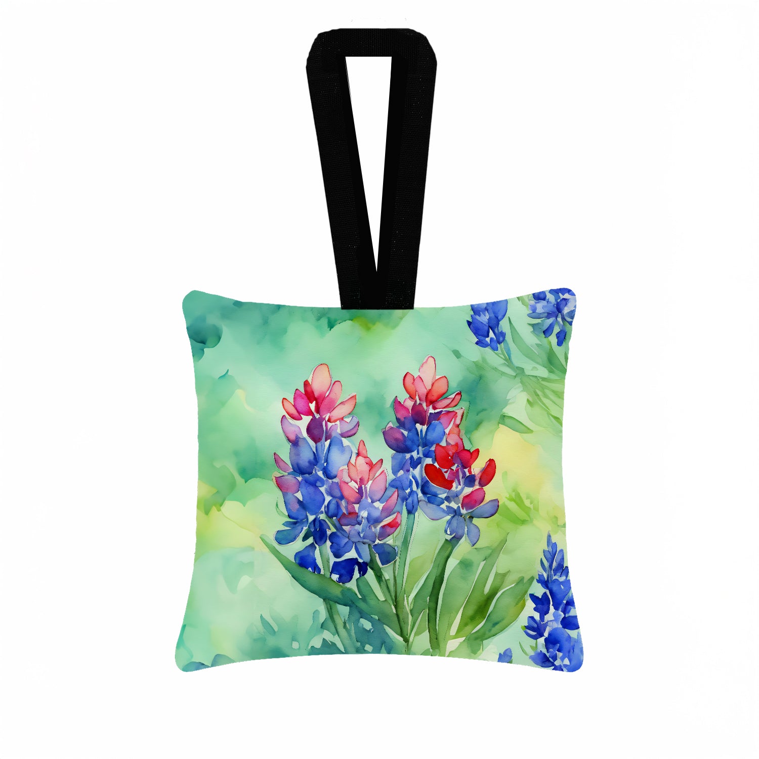 Caroline's Treasures Texas Bluebonnets in Watercolor Hanging Square Fabric Ornament 3.5 × 3.5