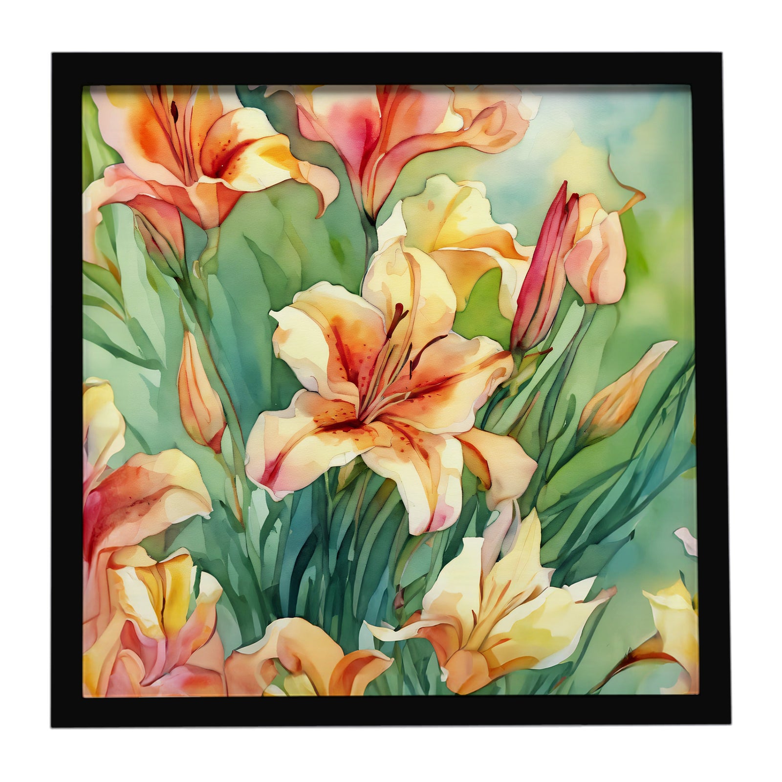 Caroline's Treasures Utah Sego Lilies in Watercolor Framed Metal Print