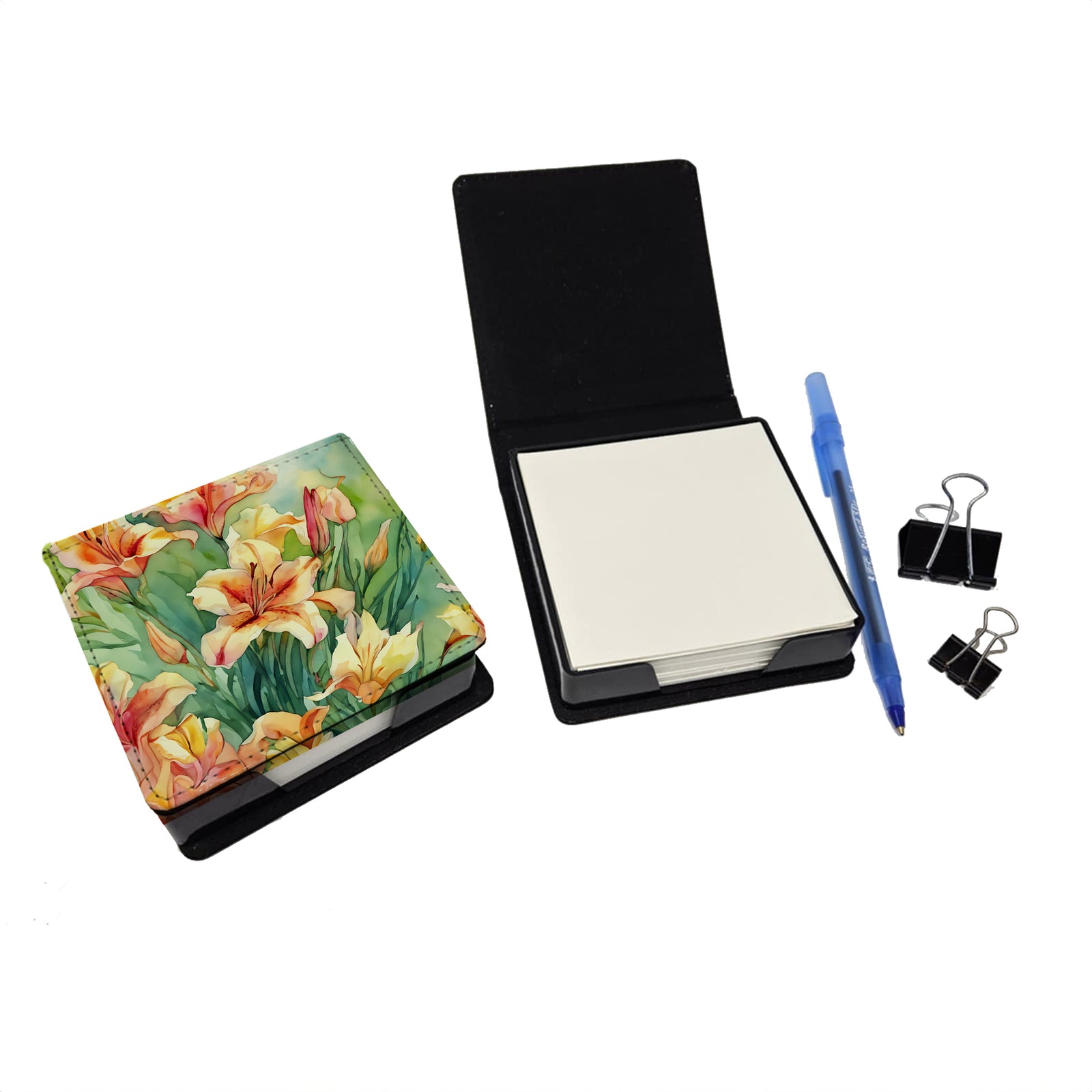 Caroline's Treasures Utah Sego Lilies in Watercolor PU Leather Note Paper Holder