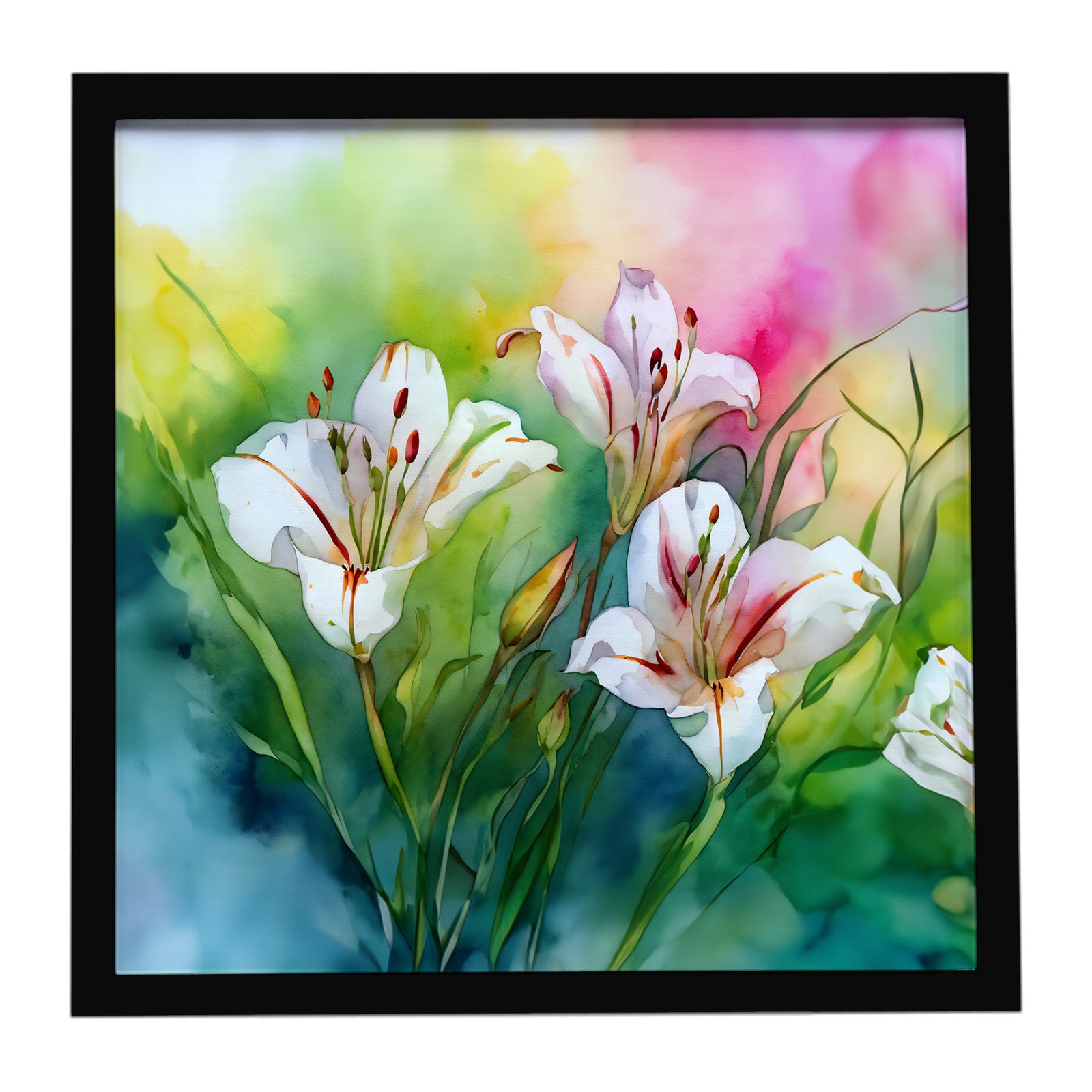 Caroline's Treasures Utah Sego Lilies in Watercolor Framed Metal Print