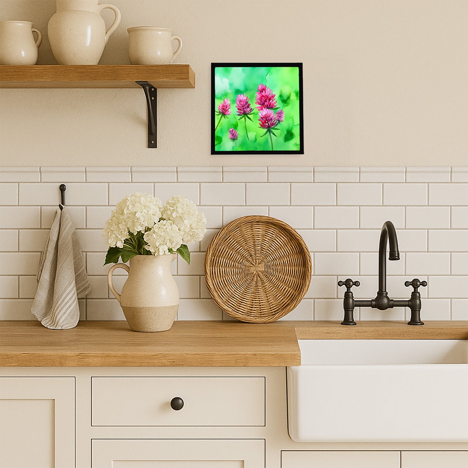 Caroline's Treasures Vermont Red Clover in Watercolor Framed Metal Print