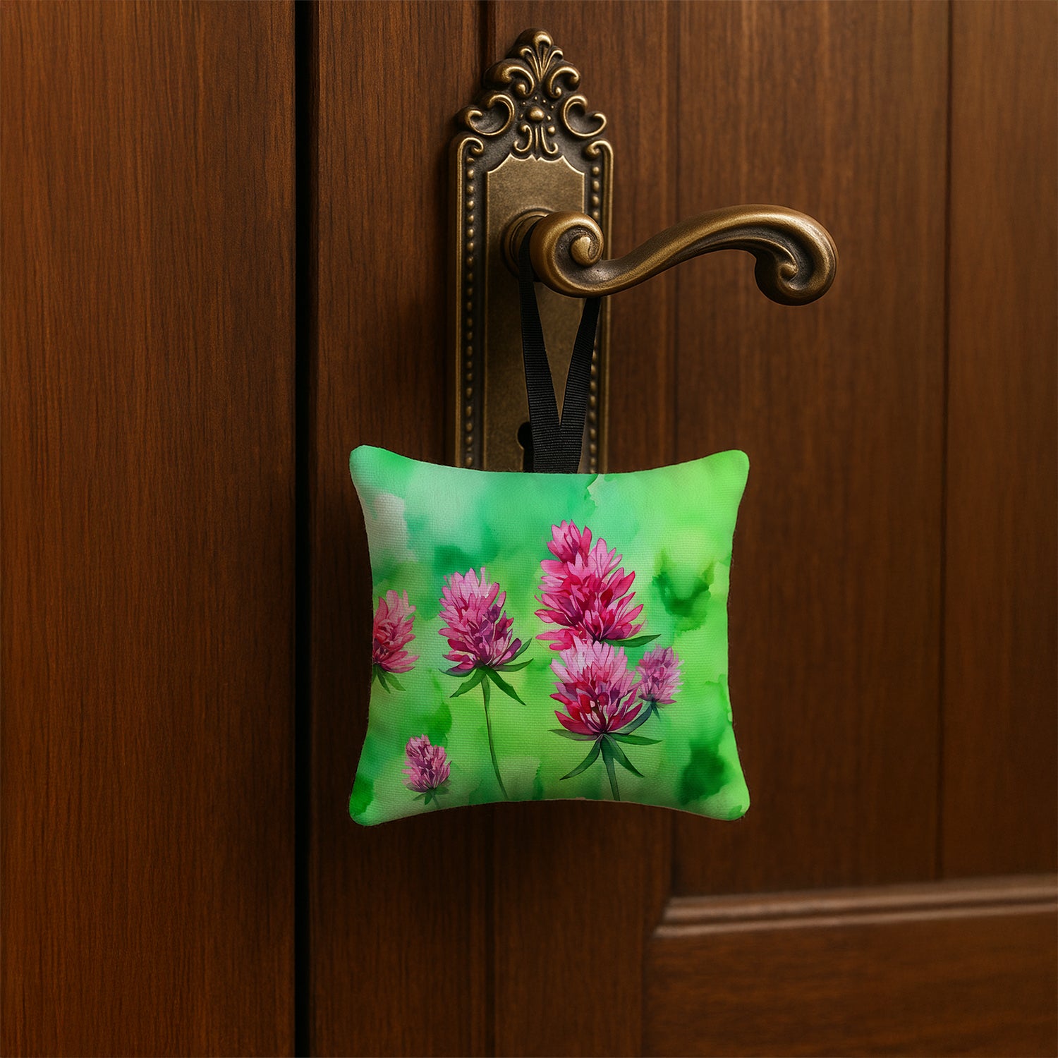 Caroline's Treasures Vermont Red Clover in Watercolor Hanging Square Fabric Ornament 3.5 × 3.5