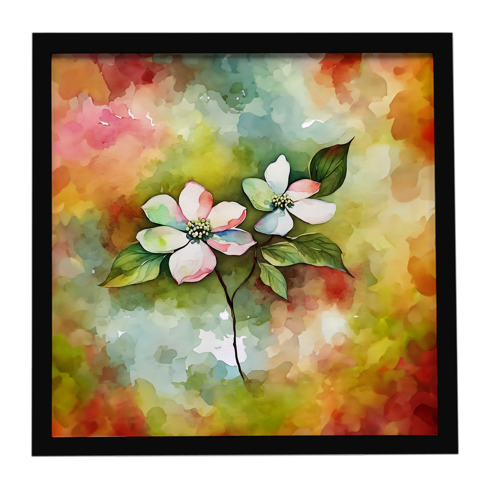 Caroline's Treasures Virginia American Dogwood in Watercolor Framed Metal Print