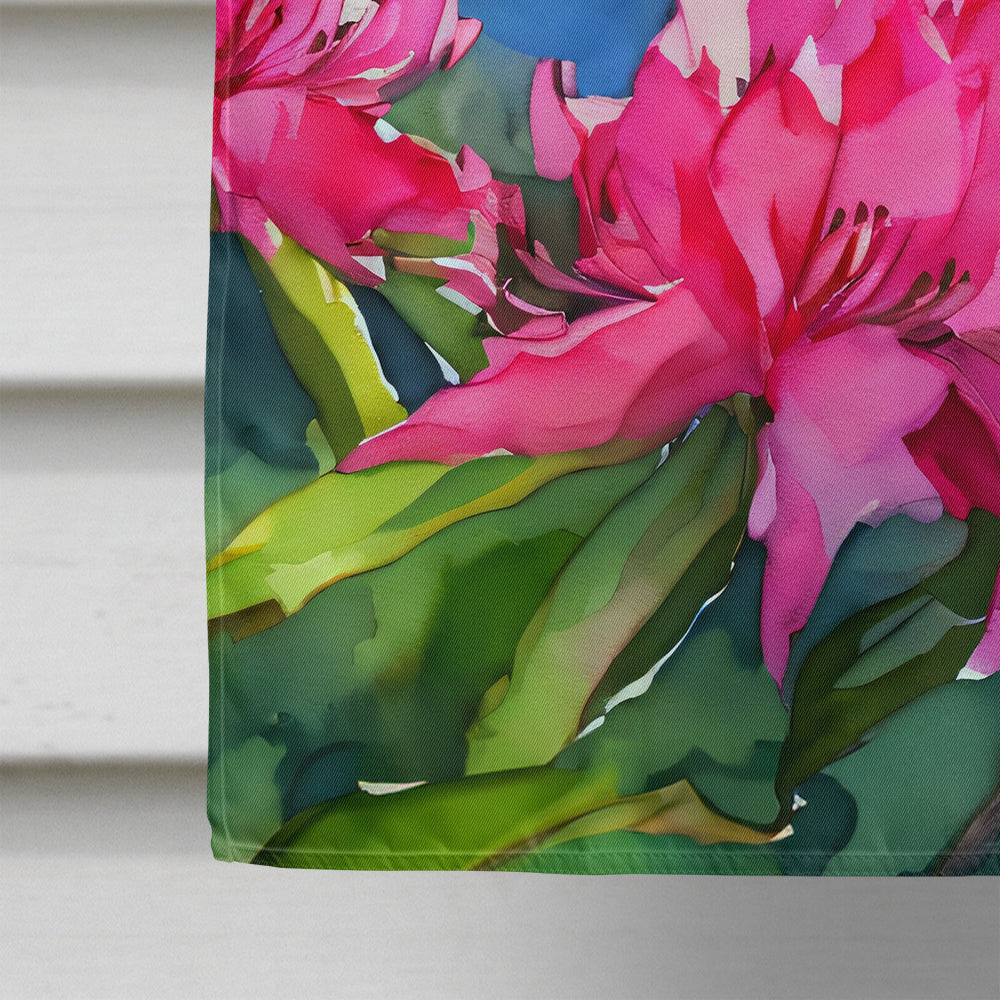 Washington Coast Rhododendrons in Watercolor House Flag