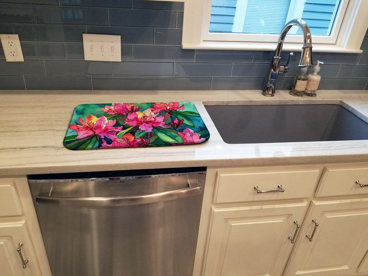 Caroline's Treasures West Virginia Rhododendrons in Watercolor Dish Drying Mat