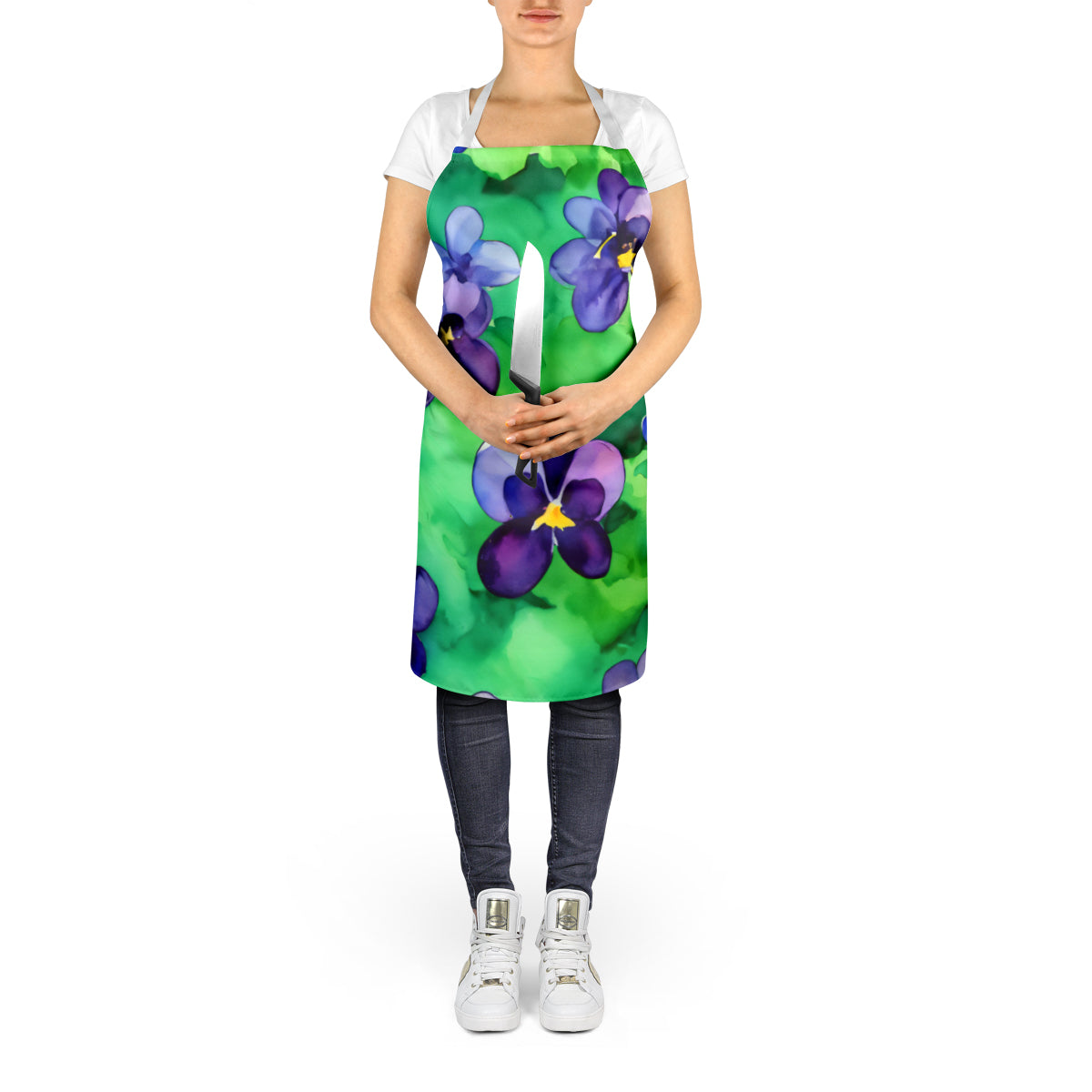 Wisconsin Wood Violets in Watercolor Apron