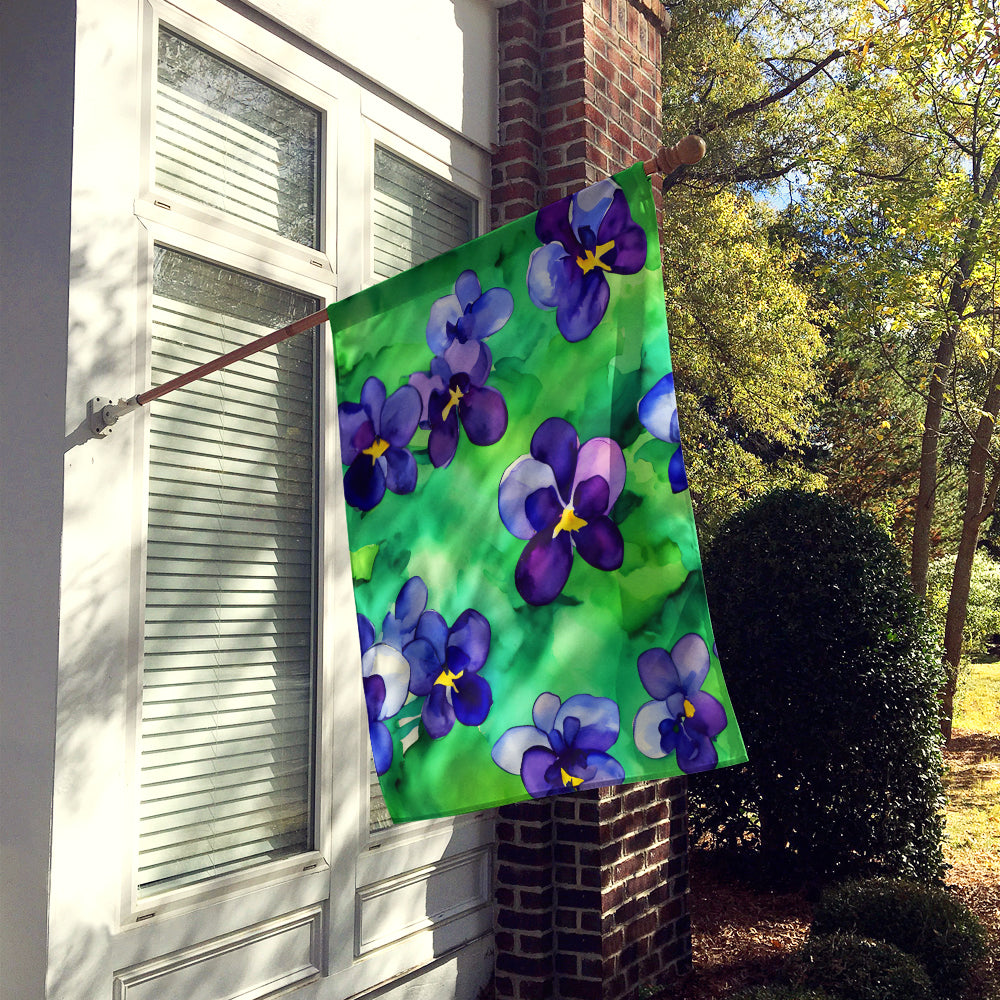 Caroline's Treasures Wisconsin Wood Violets in Watercolor House Flag