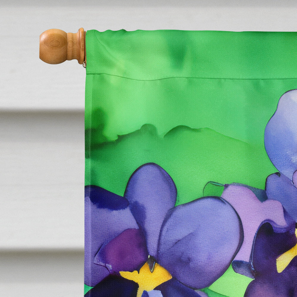 Wisconsin Wood Violets in Watercolor House Flag