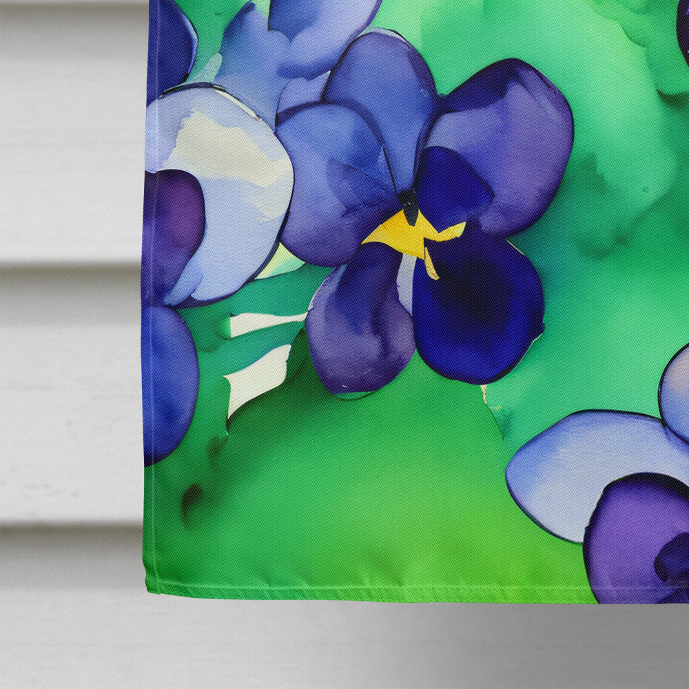 Wisconsin Wood Violets in Watercolor House Flag