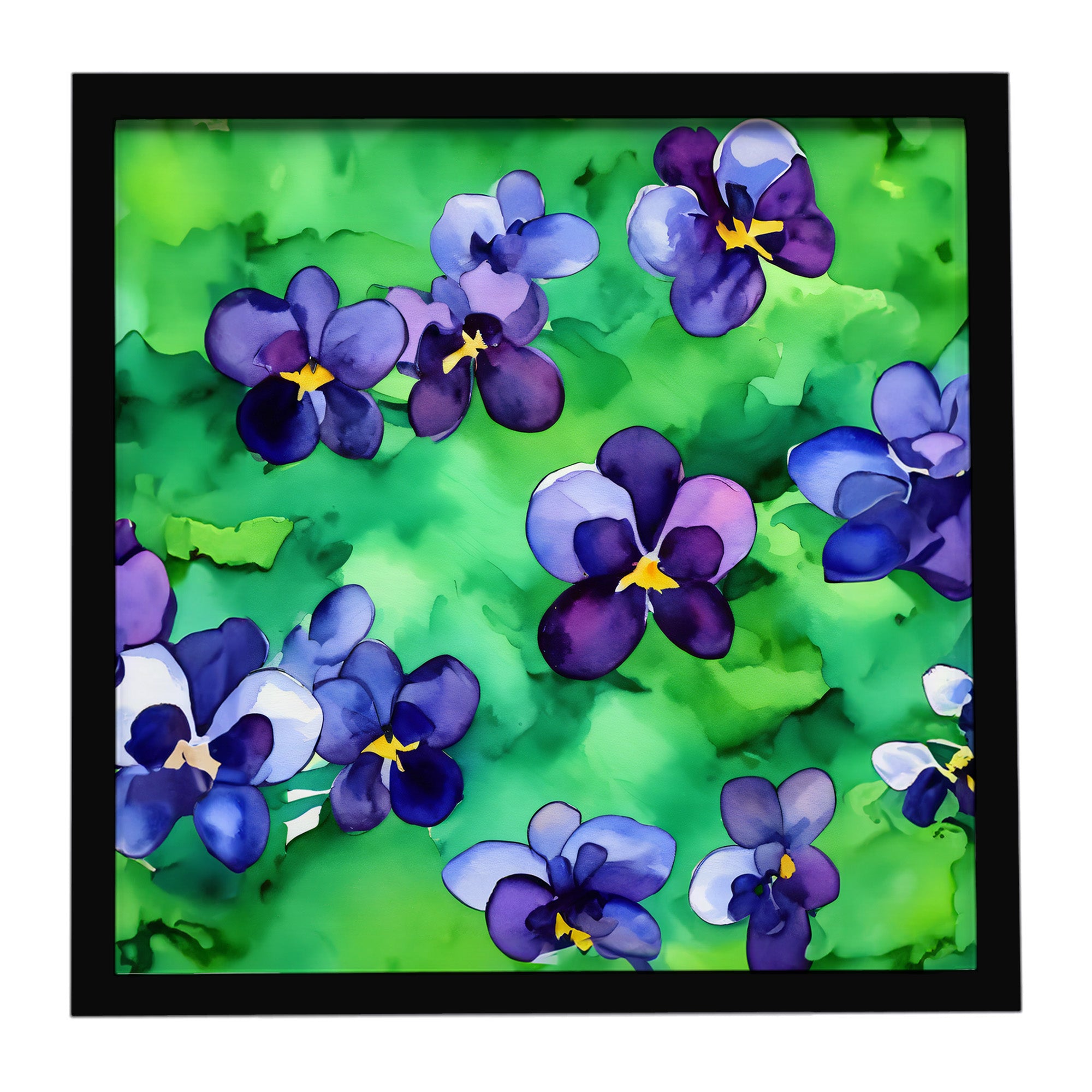 Caroline's Treasures Wisconsin Wood Violets in Watercolor Framed Metal Print