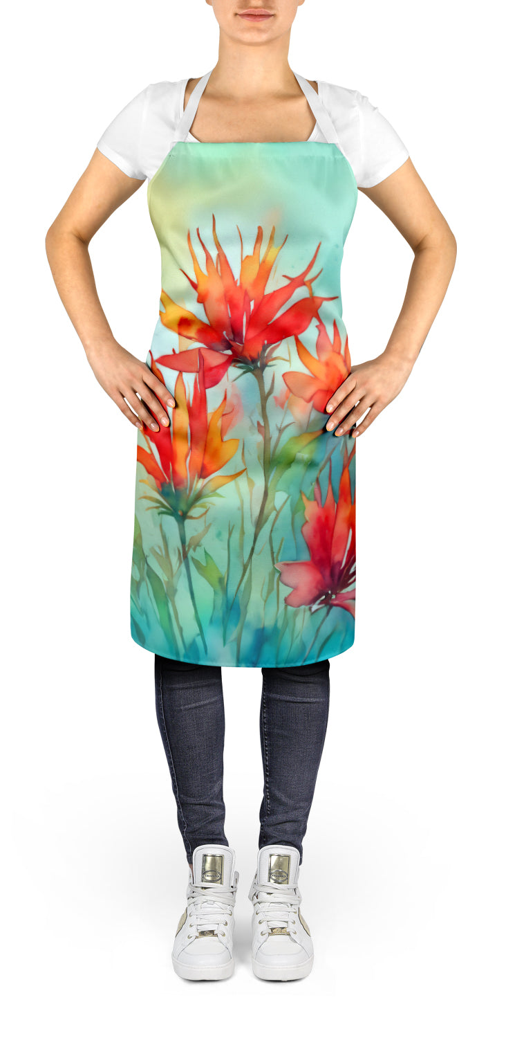 Caroline's Treasures Wyoming Indian Paintbrush in Watercolor Apron – Artist-Designed Kitchen, BBQ & Craft Apron