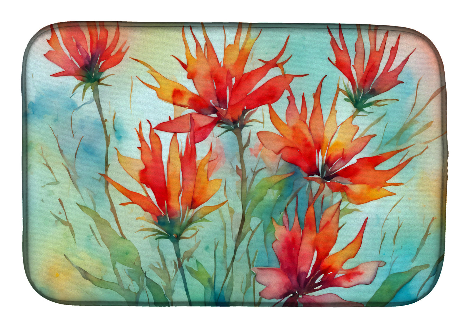 Caroline's Treasures Wyoming Indian Paintbrush in Watercolor Dish Drying Mat