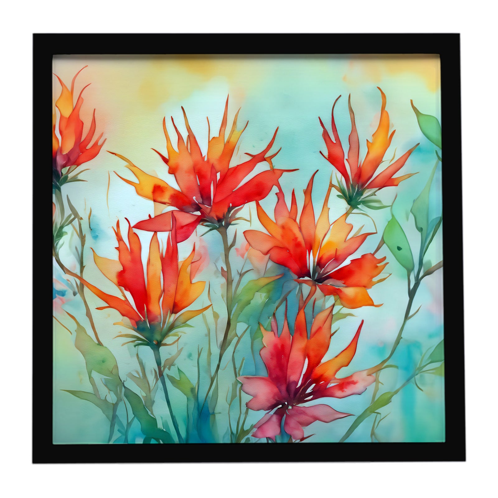 Caroline's Treasures Wyoming Indian Paintbrush in Watercolor Framed Metal Print