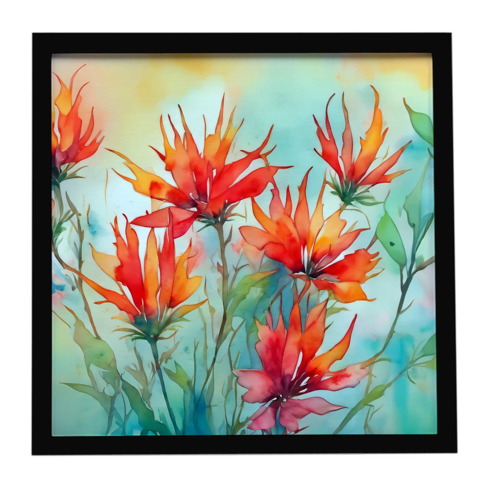 Caroline's Treasures Wyoming Indian Paintbrush in Watercolor Framed Metal Print