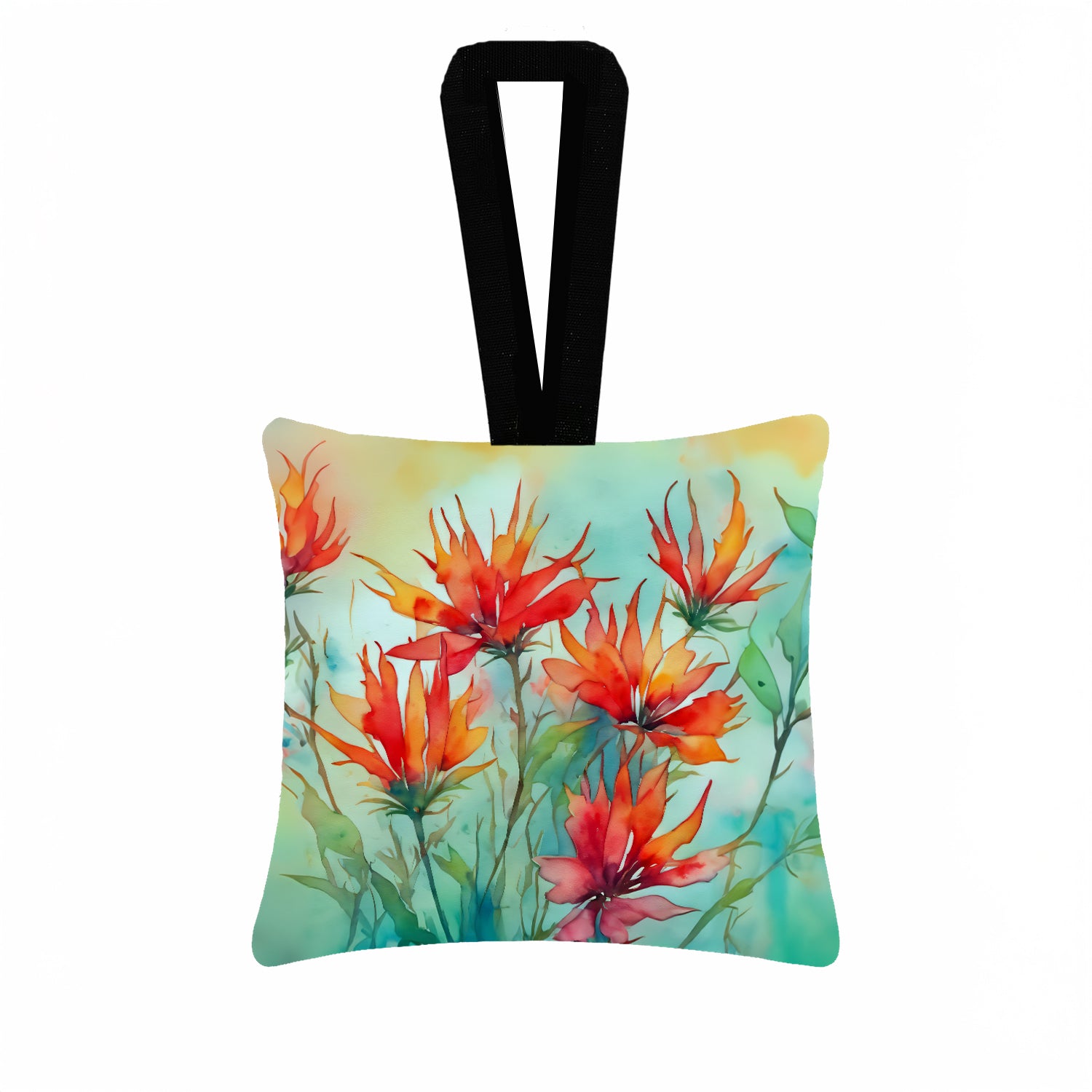 Caroline's Treasures Wyoming Indian Paintbrush in Watercolor Hanging Square Fabric Ornament 3.5 × 3.5