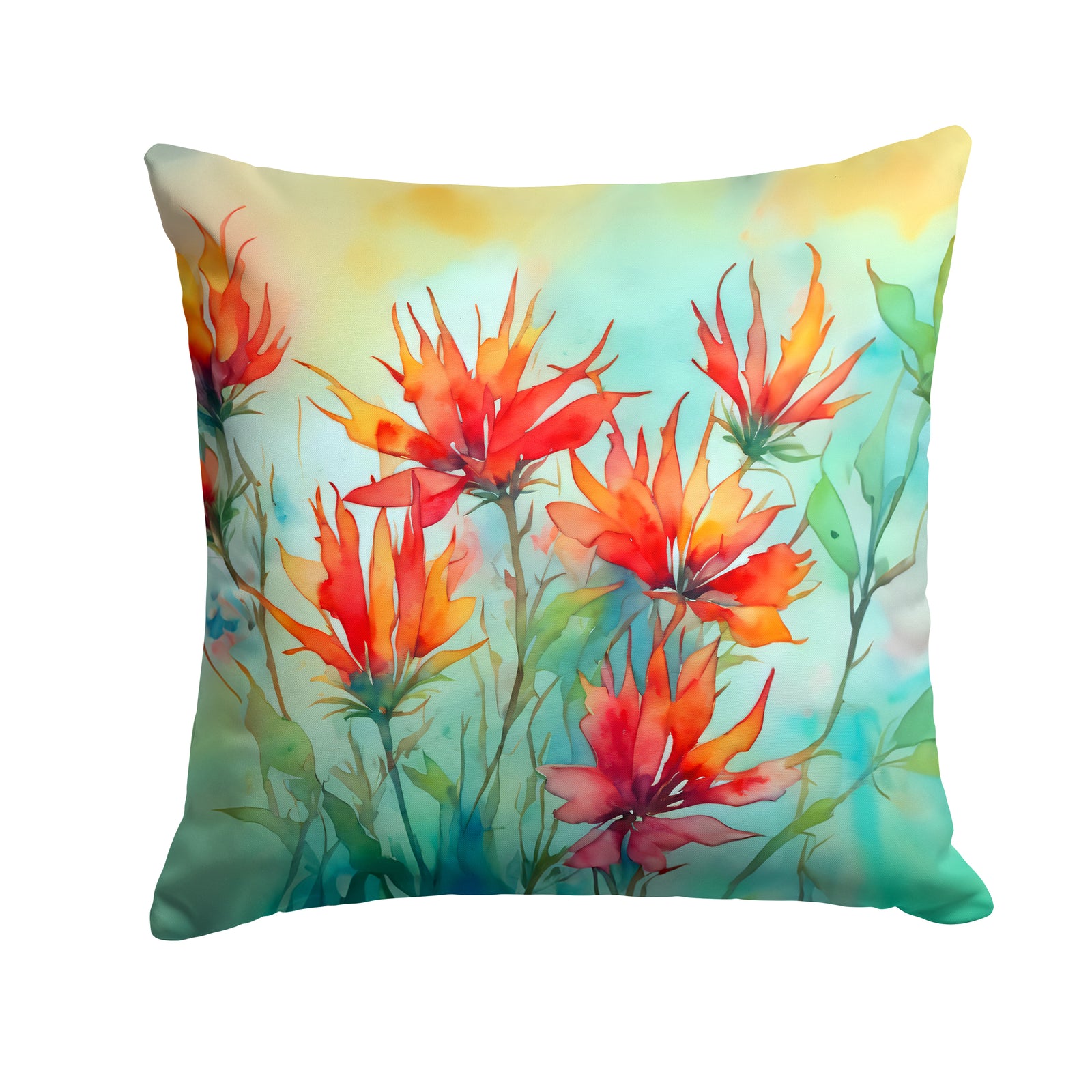 Caroline's Treasures Wyoming Indian Paintbrush in Watercolor Throw Pillow