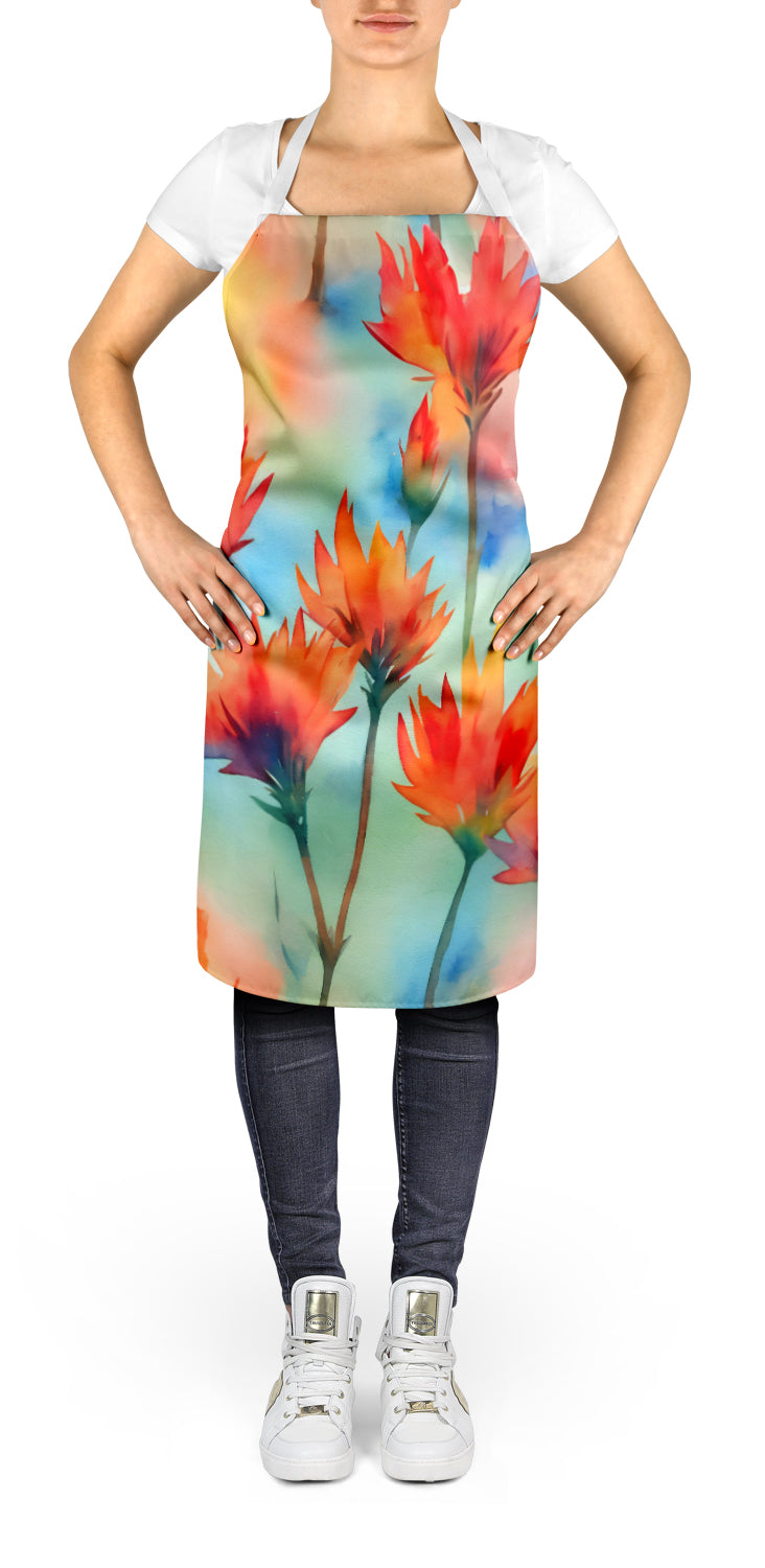 Caroline's Treasures Wyoming Indian Paintbrush in Watercolor Apron – Artist-Designed Kitchen, BBQ & Craft Apron