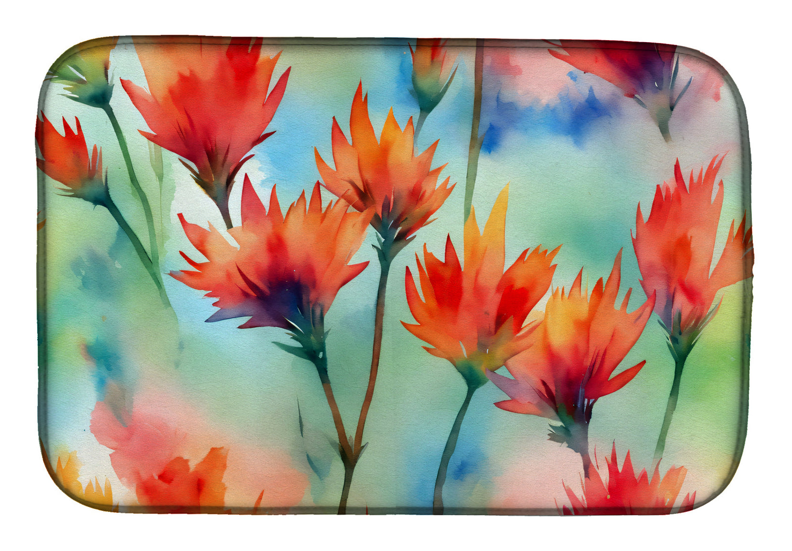 Caroline's Treasures Wyoming Indian Paintbrush in Watercolor Dish Drying Mat