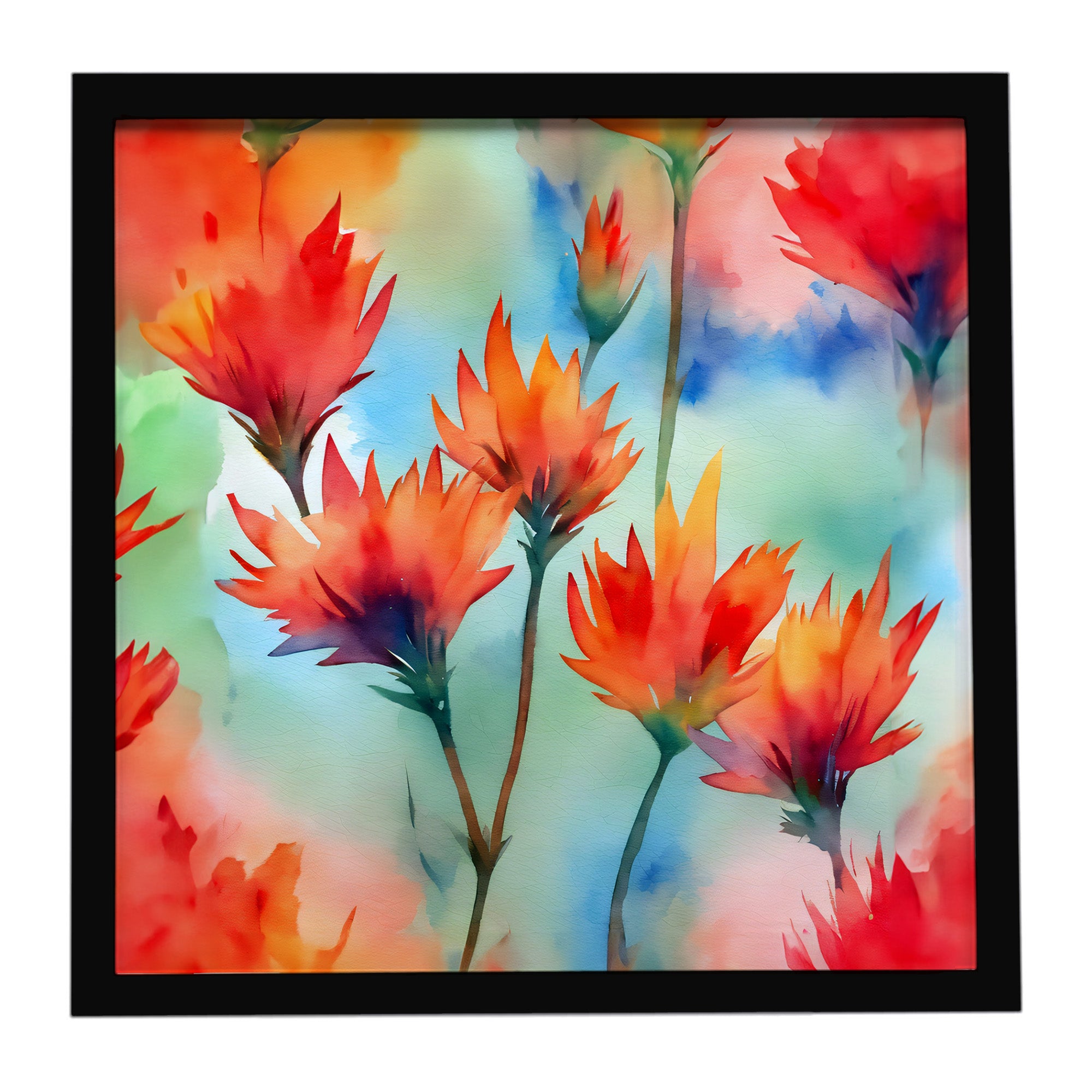 Caroline's Treasures Wyoming Indian Paintbrush in Watercolor Framed Metal Print