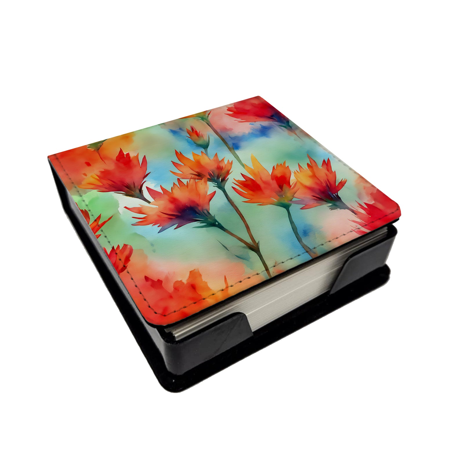 Caroline's Treasures Wyoming Indian Paintbrush in Watercolor PU Leather Note Paper Holder