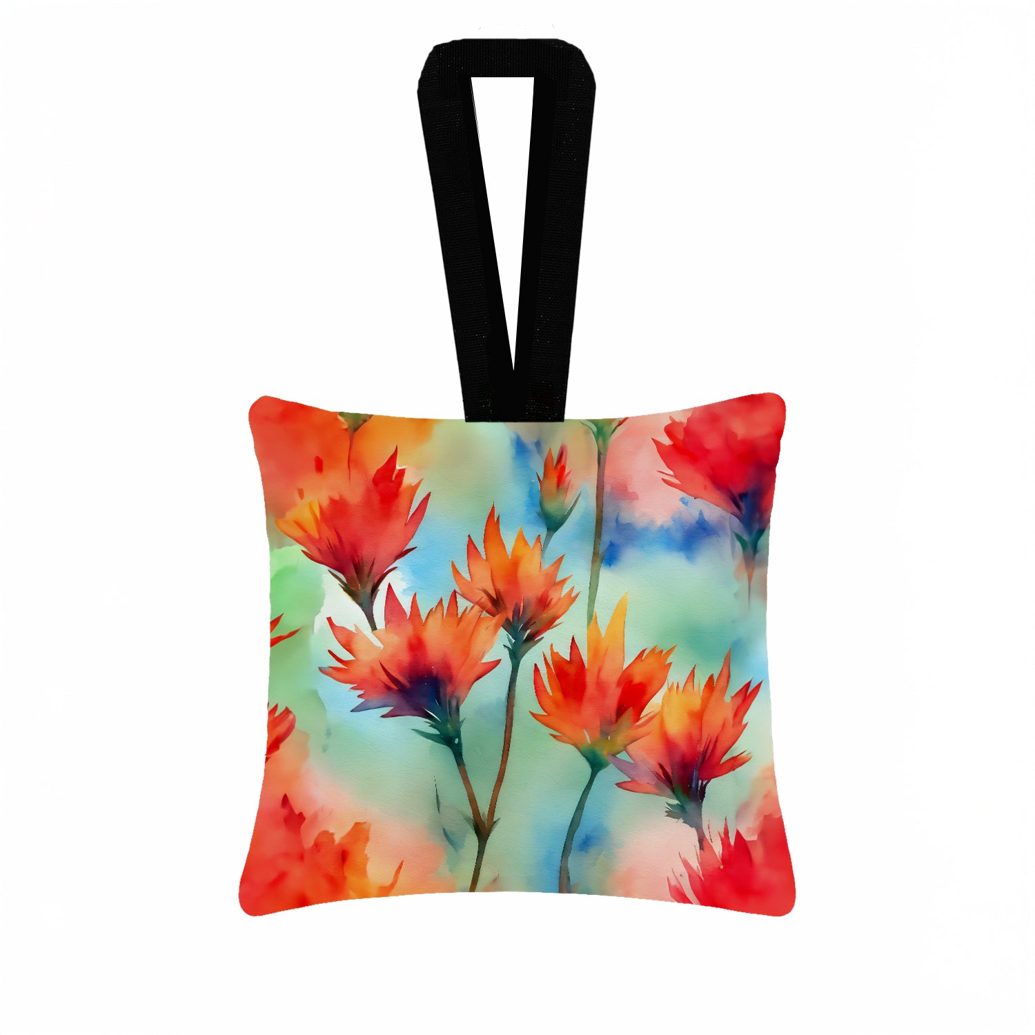 Caroline's Treasures Wyoming Indian Paintbrush in Watercolor Hanging Square Fabric Ornament 3.5 × 3.5