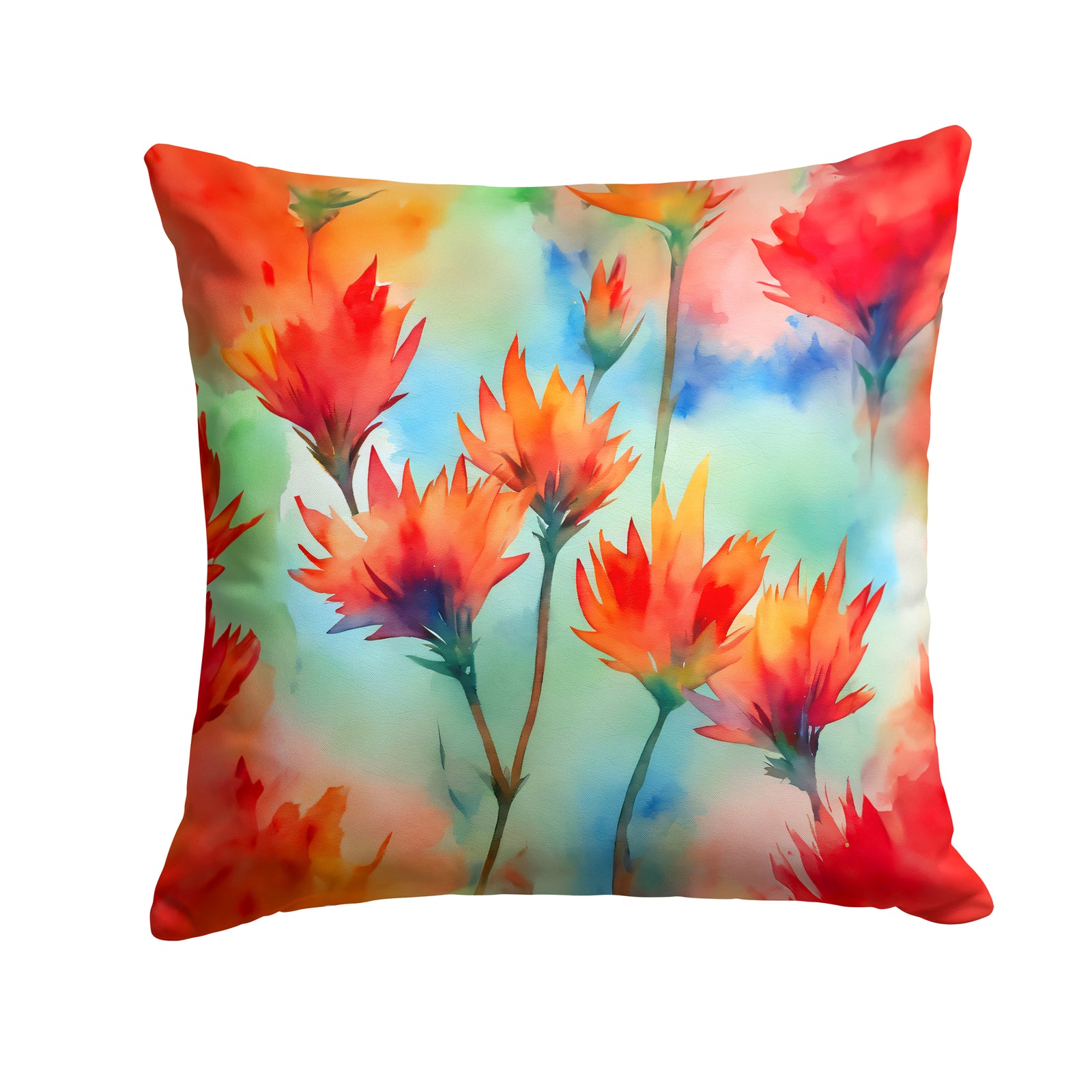 Caroline's Treasures Wyoming Indian Paintbrush in Watercolor Throw Pillow