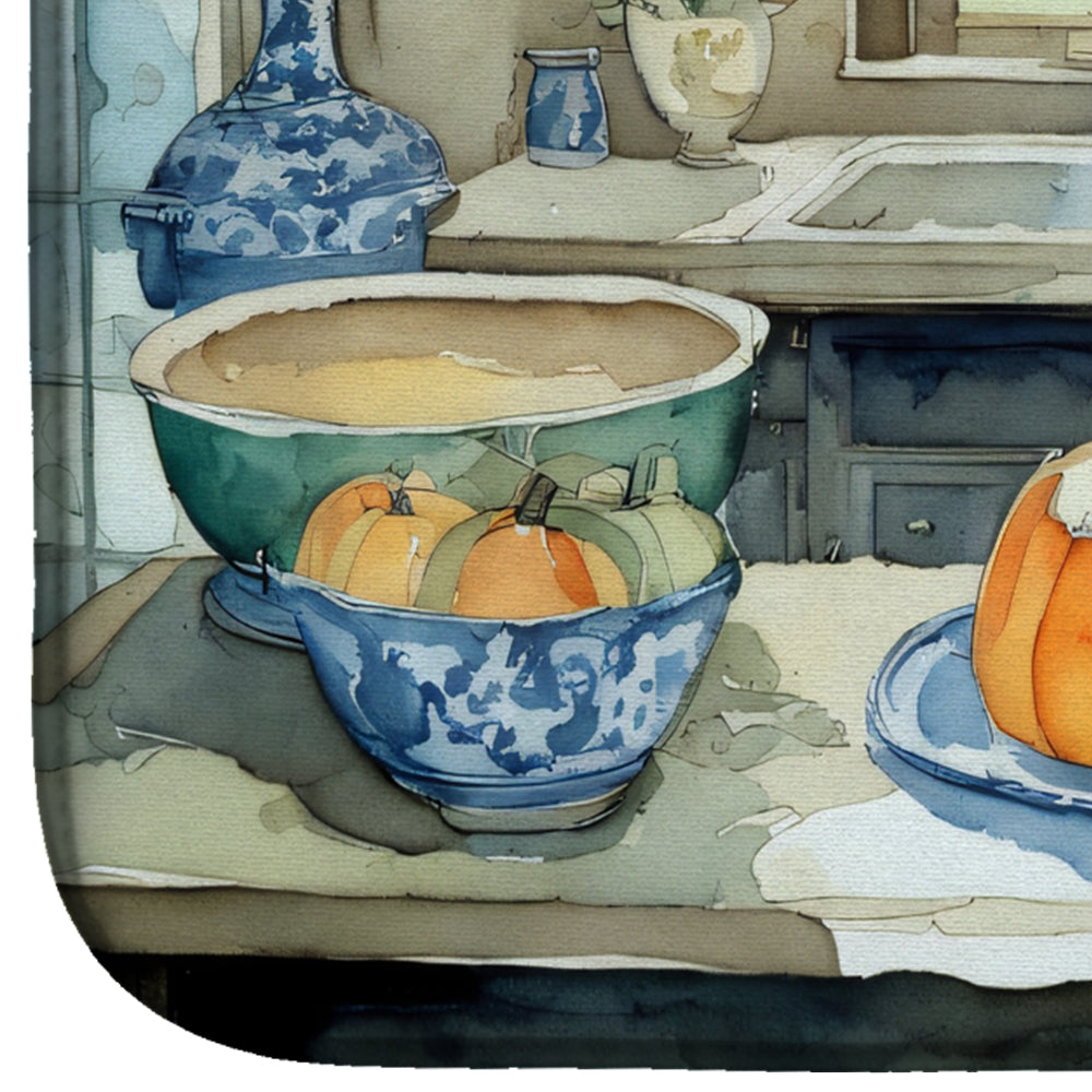 Caroline's Treasures Akita Fall Kitchen Pumpkins Dish Drying Mat