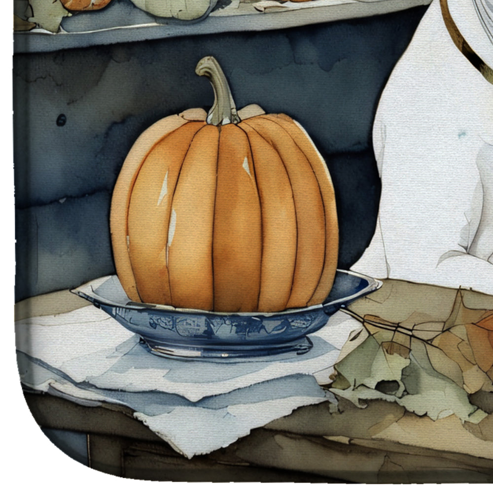Caroline's Treasures Pit Bull Terrier Fall Kitchen Pumpkins Dish Drying Mat