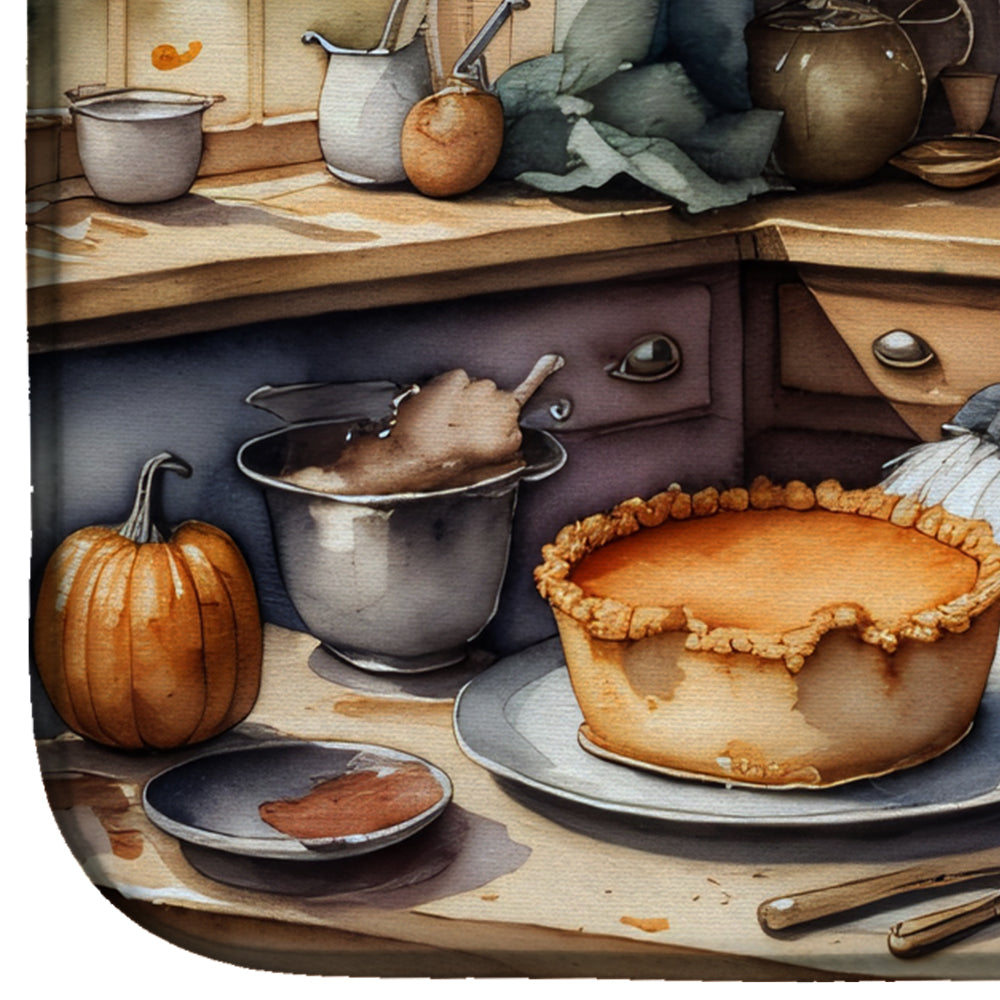 Caroline's Treasures Bearded Collie Fall Kitchen Pumpkins Dish Drying Mat