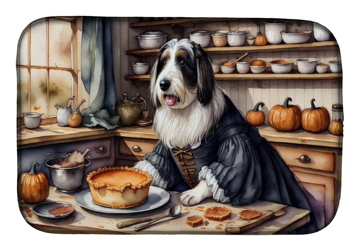 Caroline's Treasures Bearded Collie Fall Kitchen Pumpkins Dish Drying Mat
