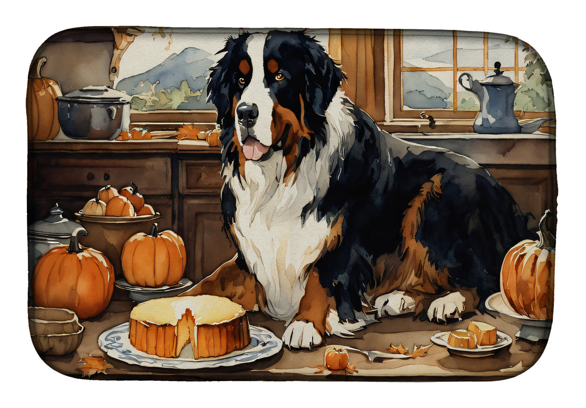 Caroline's Treasures Bernese Mountain Dog Fall Kitchen Pumpkins Dish Drying Mat