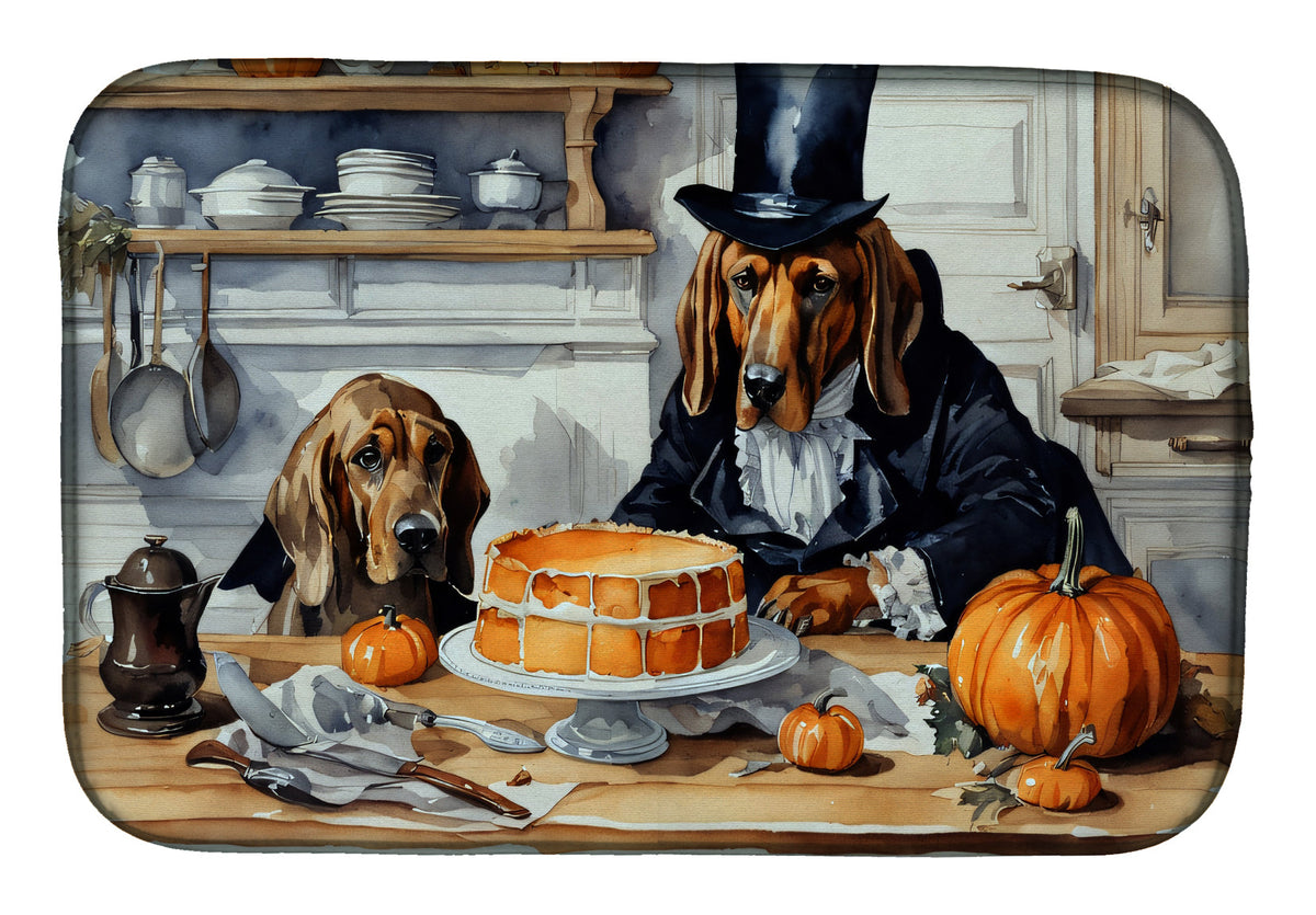 Caroline's Treasures Bloodhound Fall Kitchen Pumpkins Dish Drying Mat