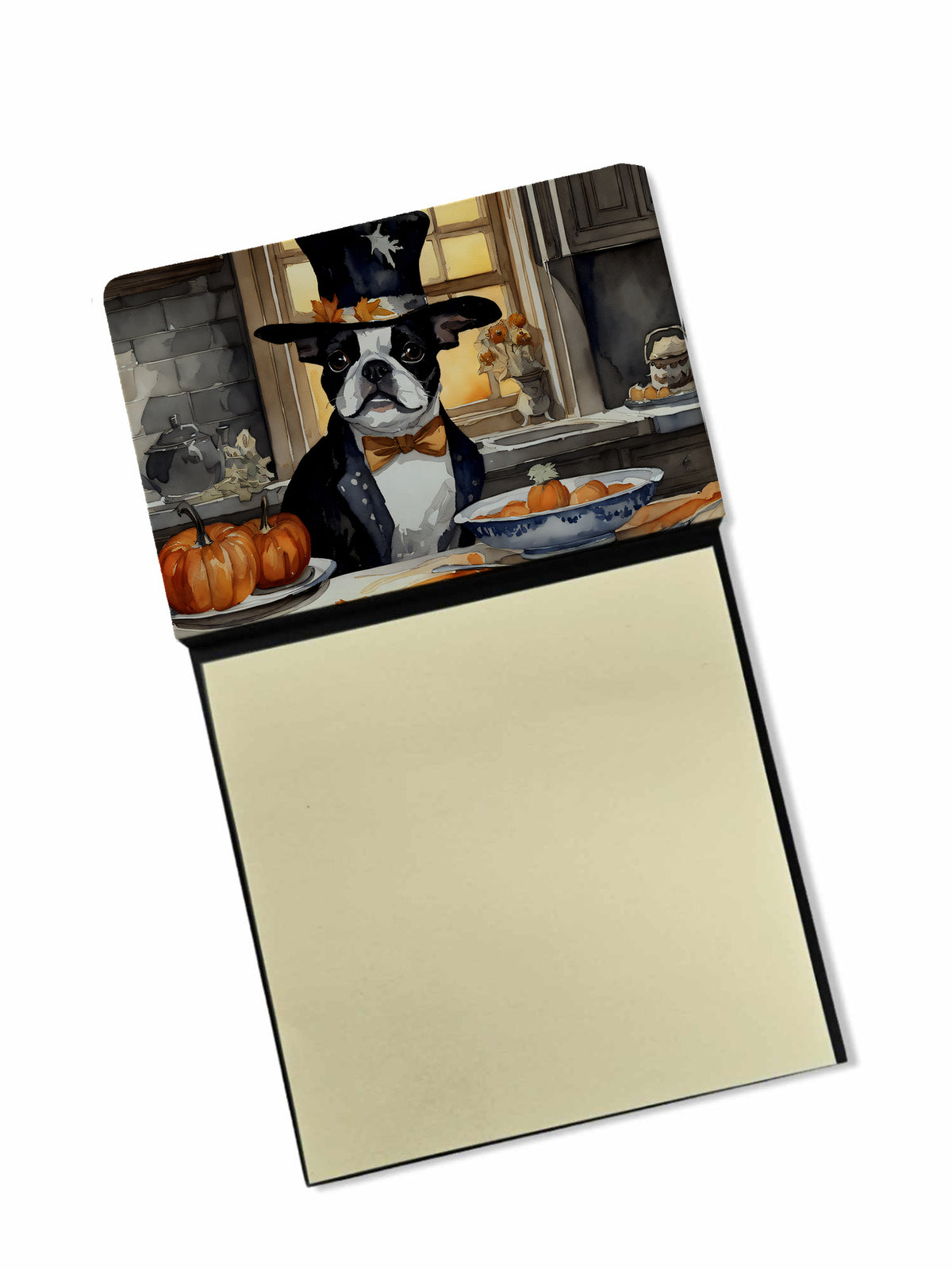Buy this Boston Terrier Fall Kitchen Pumpkins Sticky Note Holder