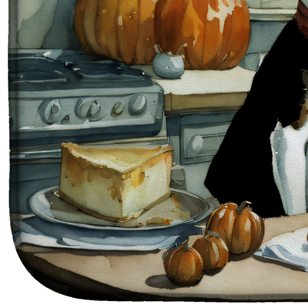Caroline's Treasures Boston Terrier Fall Kitchen Pumpkins Dish Drying Mat