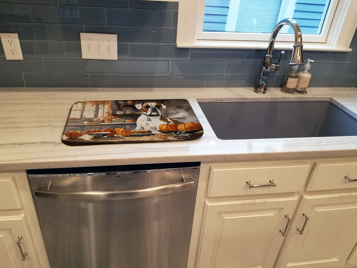 Caroline's Treasures Boxer Fall Kitchen Pumpkins Dish Drying Mat