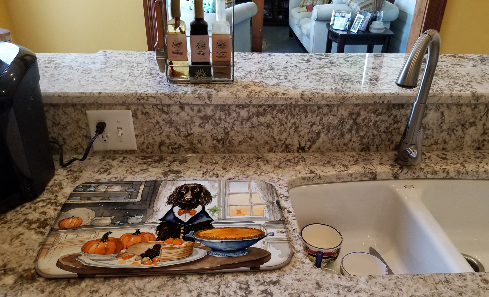 Caroline's Treasures Boykin Spaniel Fall Kitchen Pumpkins Dish Drying Mat