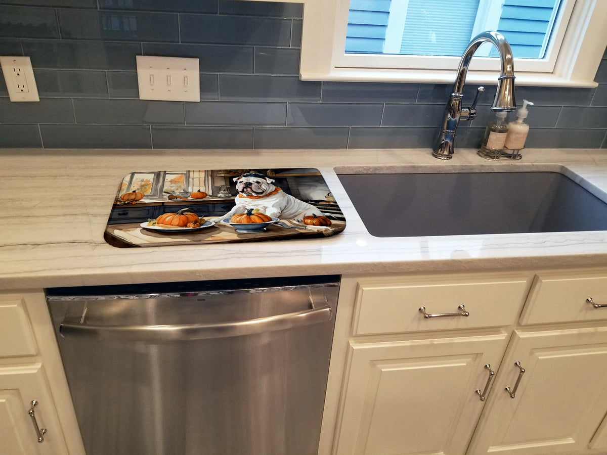 Caroline's Treasures English Bulldog Fall Kitchen Pumpkins Dish Drying Mat