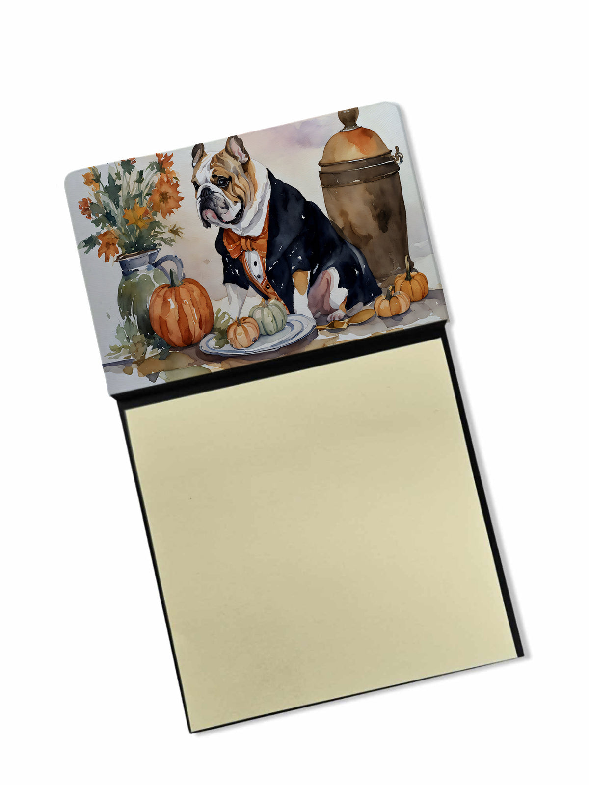 Buy this English Bulldog Fall Kitchen Pumpkins Sticky Note Holder