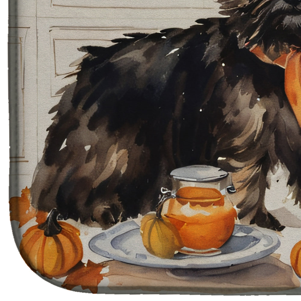 Caroline's Treasures Cairn Terrier Fall Kitchen Pumpkins Dish Drying Mat