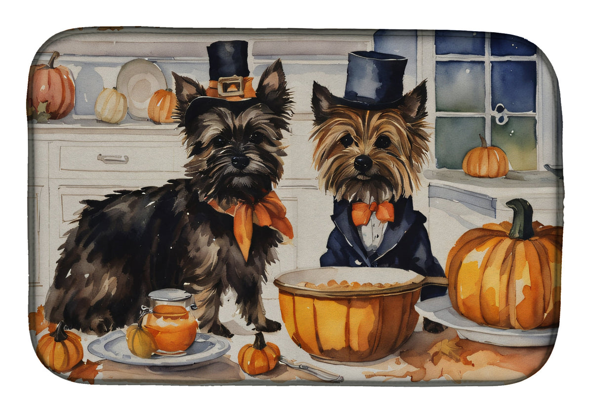 Caroline's Treasures Cairn Terrier Fall Kitchen Pumpkins Dish Drying Mat