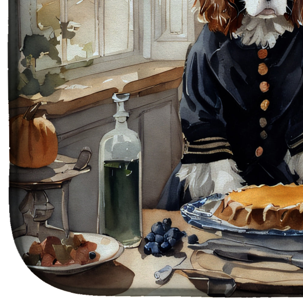 Caroline's Treasures Cavalier Spaniel Fall Kitchen Pumpkins Dish Drying Mat